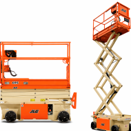 Ножничный подъемник JLG 6RS, грузоподъемность 120/230 кг, рабочая высота 7.79 м, тип питания Электрический, размер платформы 0.69×1.82 м
