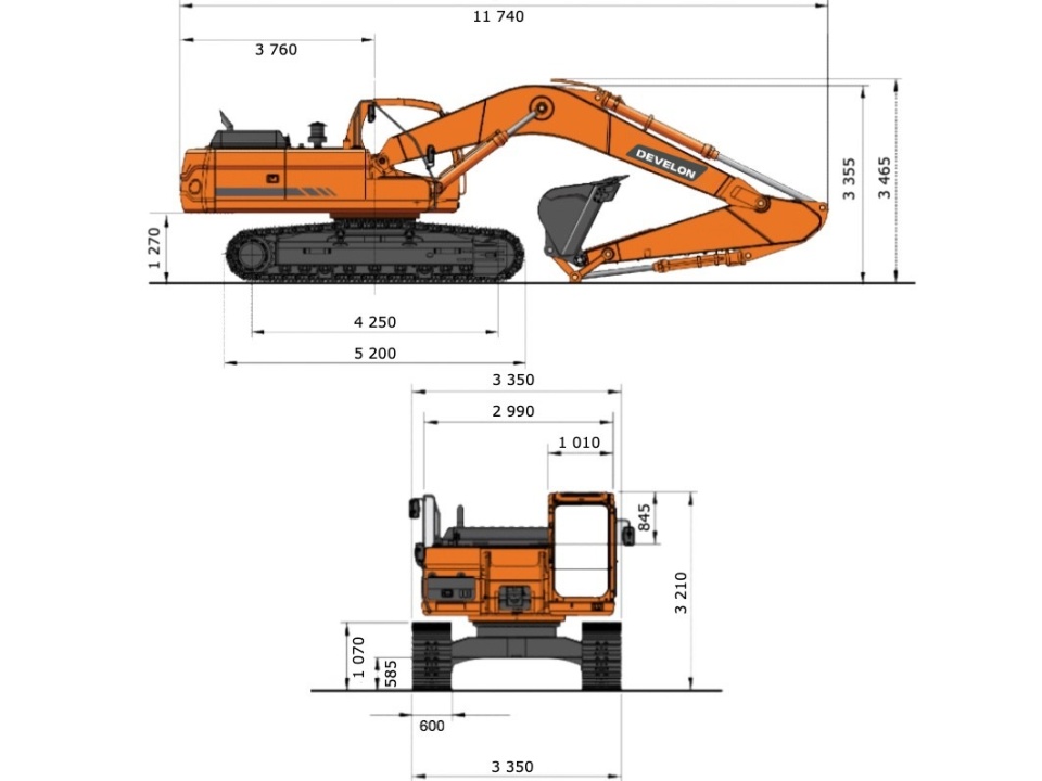 Гусеничный экскаватор DEVELON DX450LCA-7M, мощность двигателя 344 л.с.